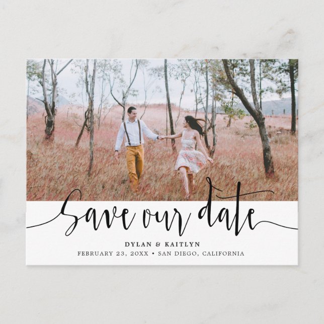 Hand Lettering | Wedding Save Our Date Postcard (Front)