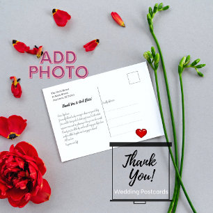 Hand Lettering Wedding Template Photo Thank You Postcard