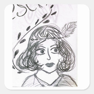 Hand-made art square sticker