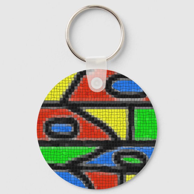 Hand-made mosaic, modern art. key ring (Front)
