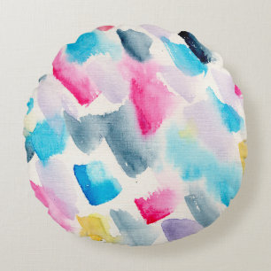 hand made watercolor abstract brush strokes backgr round cushion