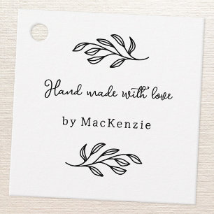 Hand Made With Love Botanical Leaf Art Price Tag