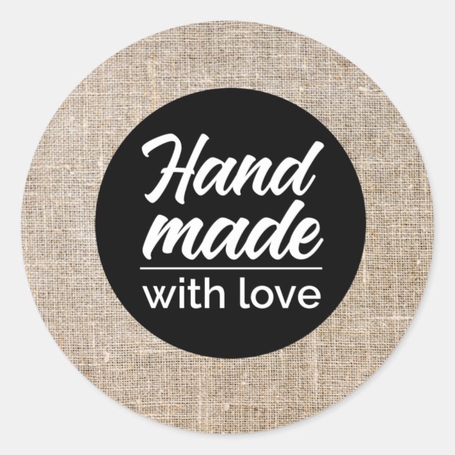 Hand made with love classic round sticker (Front)