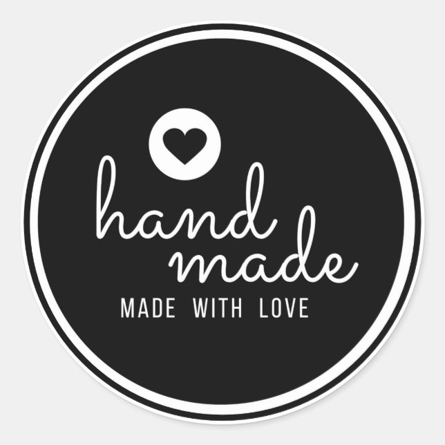 Hand Made with Love Classic Round Sticker (Front)