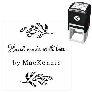 Hand Made With Love Personalized Botanical Leaf Self-inking Stamp