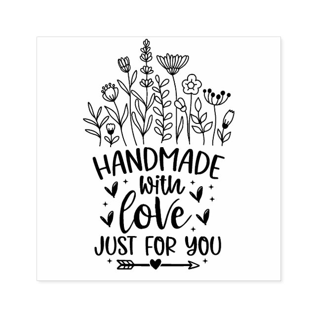 Hand Made with Love Wildflower  Rubber Stamp (Imprint)