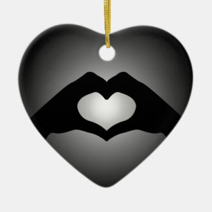 hand making sign Heart Ceramic Ornament