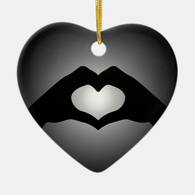 hand making sign Heart Ceramic Ornament (Front)