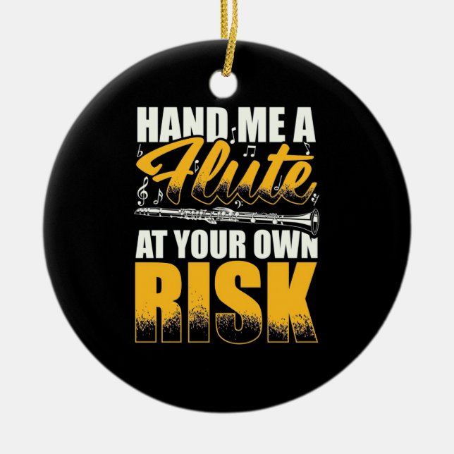 Hand Me Flutes Ceramic Ornament (Front)