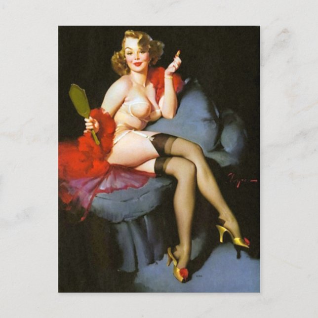 Hand Mirror Pin Up Postcard (Front)