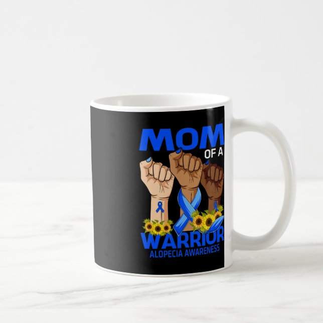 Hand Mum Of A Warrior Alopecia Awareness Sunflower Coffee Mug (Right)
