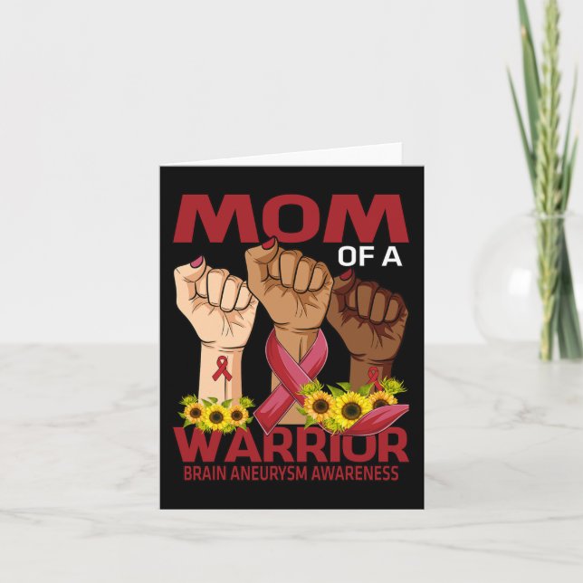 Hand Mum Of A Warrior Brain Aneurysm Awareness Sun Card (Front)