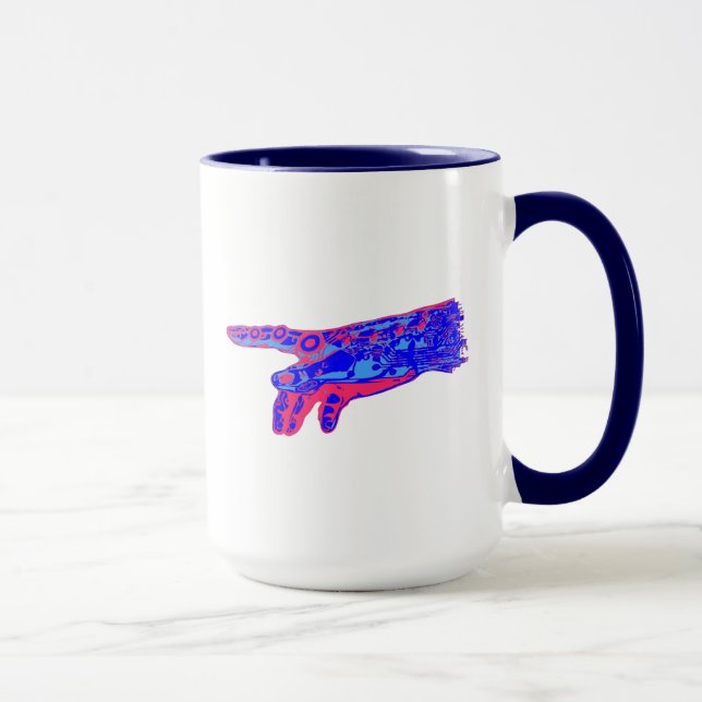 Hand of a Cyborg God (Red & Blue) Mug (Right)