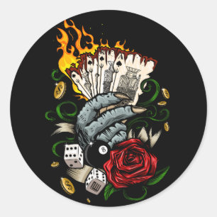 Hand Of Cards Classic Round Sticker
