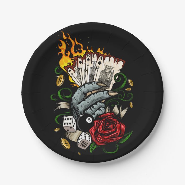 Hand Of Cards Paper Plate (Front)