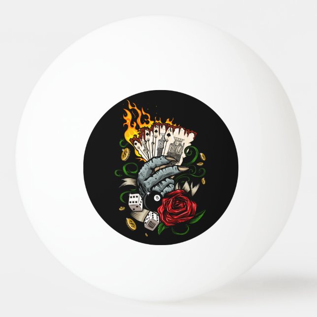 Hand Of Cards Ping Pong Ball (Front)