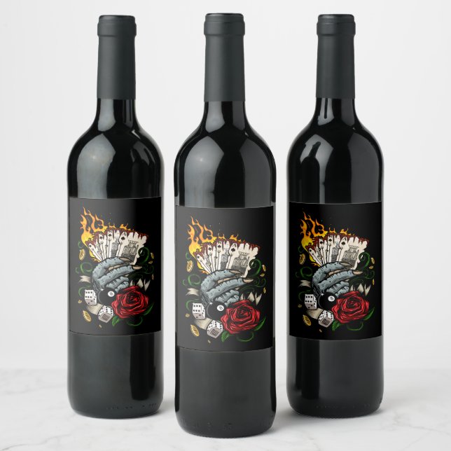 Hand Of Cards Wine Label (Bottles)