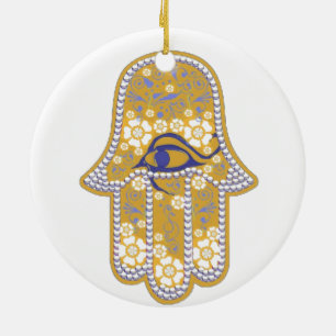 Hand of Fatima hamsa Ceramic Ornament