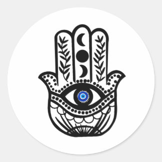 Hand of Hamsa Fatima Evil Eye Classic Round Sticker