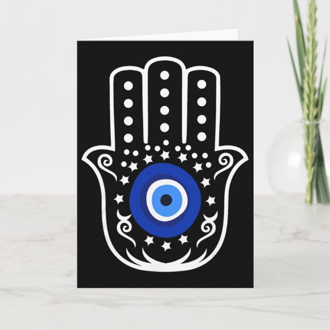 Hand Of Hamsa Fatima Turkish Tiger Eye Evil Protec Card (Front)