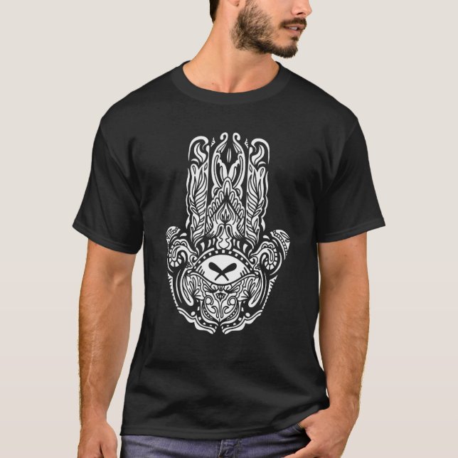 Hand of Hamsa Hinduism Fatima Arabic 1 T-Shirt (Front)