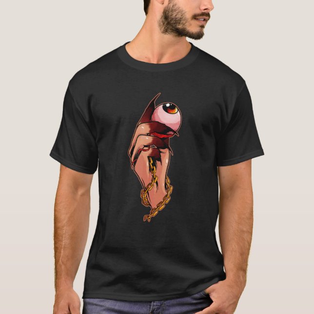 Hand Of Satanic Lucifer With Eyeball Occult Devil  T-Shirt (Front)