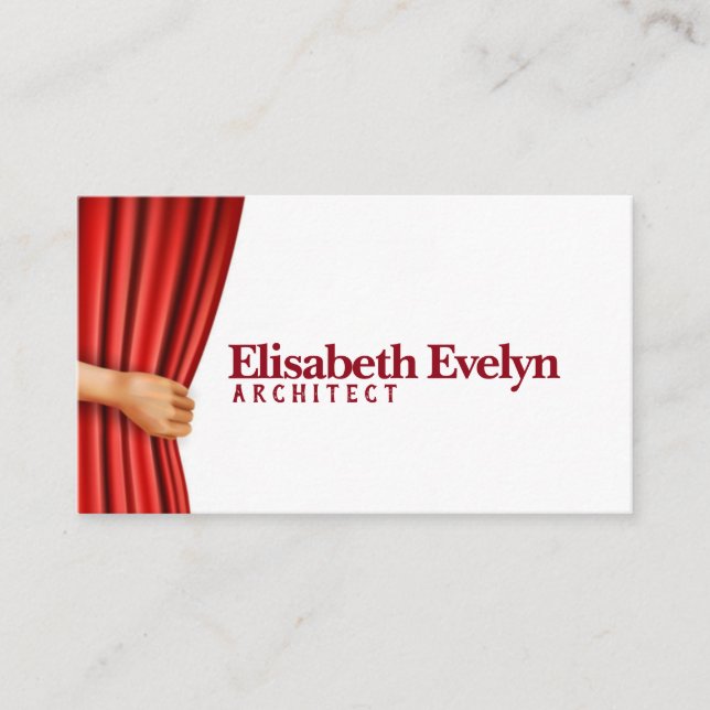 Hand opening theatre curtain business card (Front)
