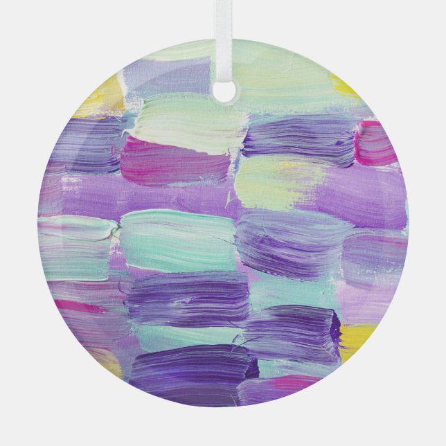 Hand Painted Abstract Art Background Glass Tree Decoration (Front)