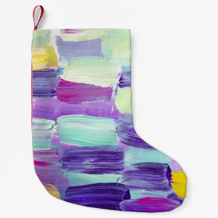 Hand Painted Abstract Art Background Small Christmas Stocking