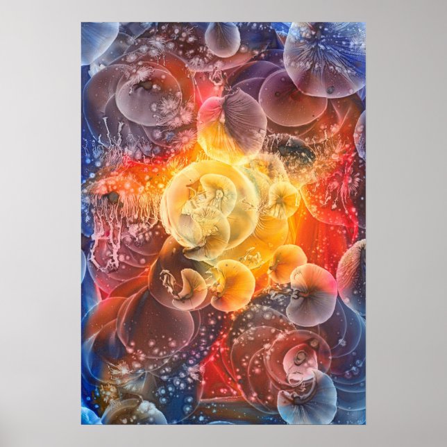 Hand Painted Abstract Art - Cosmic Glow Poster (Front)