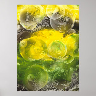 Hand Painted Abstract Art Yellow and Green Poster