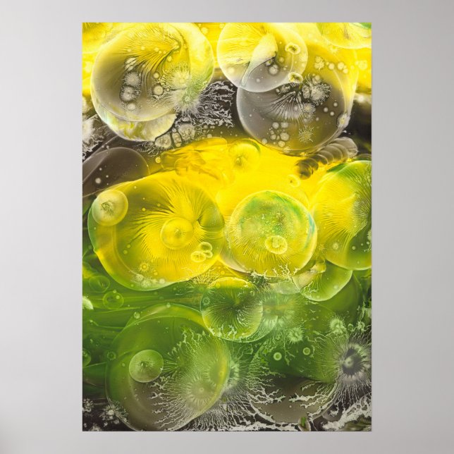 Hand Painted Abstract Art Yellow and Green Poster (Front)