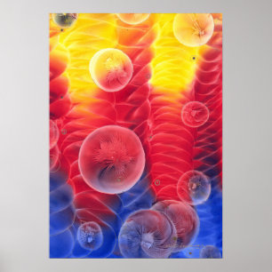Hand Painted Abstract Artwork Red Yellow Blue  Poster