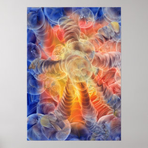 Hand Painted Abstract Energy Radiant Spiral Art Poster