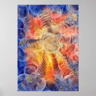 Hand Painted Abstract Energy Radiant Spiral Art Poster