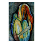 Hand Painted Abstract Female Watercolor Emotional 