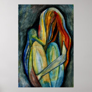 Hand Painted Abstract Figure Watercolor Fine Art Poster