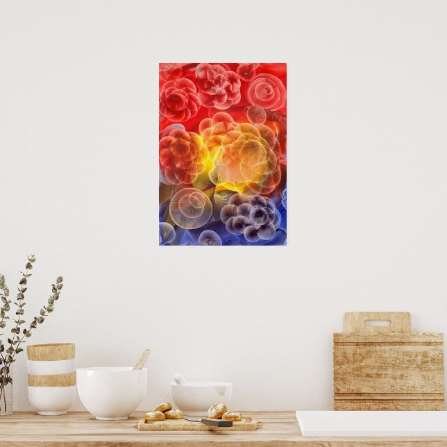 Hand Painted Abstract Floral Art  Poster (Kitchen)