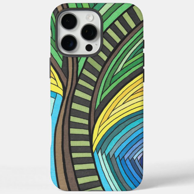 Hand Painted Abstract Tree and Geometry Design Case-Mate iPhone Case (Back)