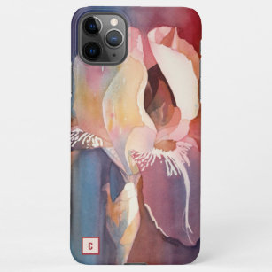 Hand Painted Abstract Watercolor Iris Monogramed iPhone 11Pro Max Case