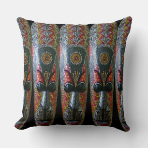 Hand Painted African Tribal Mask Cushion