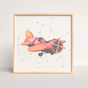 Hand Painted Airplane Baby Boy Nursery Poster