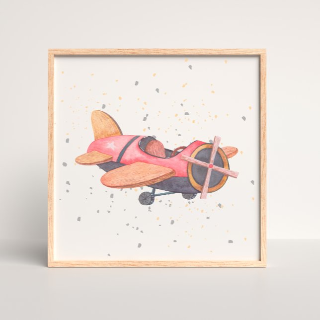 Hand Painted Airplane Baby Boy Nursery Poster (Creator Uploaded)