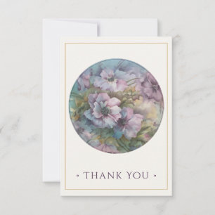 Hand-Painted Anemones Thank You Card — Plum & Gold