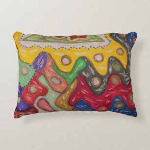 HAND PAINTED ART ABORIGINAL STYLE IMPRESSION DECORATIVE CUSHION