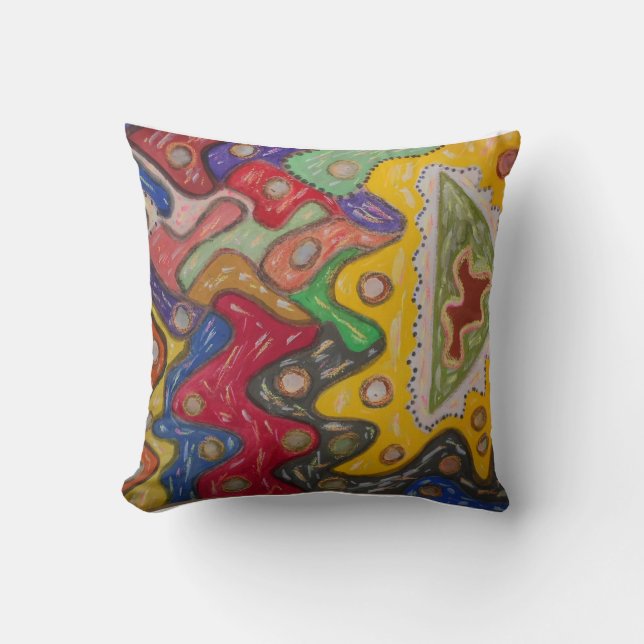 Hand painted art impression aboriginal type cushion (Front)