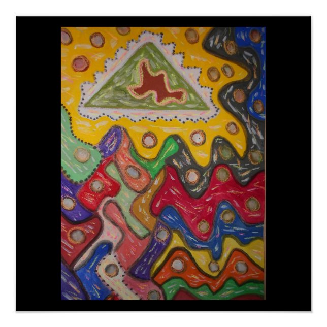 Hand painted art impression aboriginal type poster (Front)