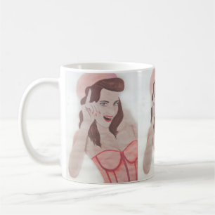 Hand Painted Art Pink Lady Coffee Mug Cup