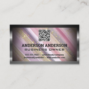 Hand Painted Artistic Gold Flakes QR Code Business Card