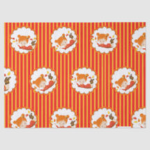 Hand Painted Autumn Adorable Girl Tissue Paper